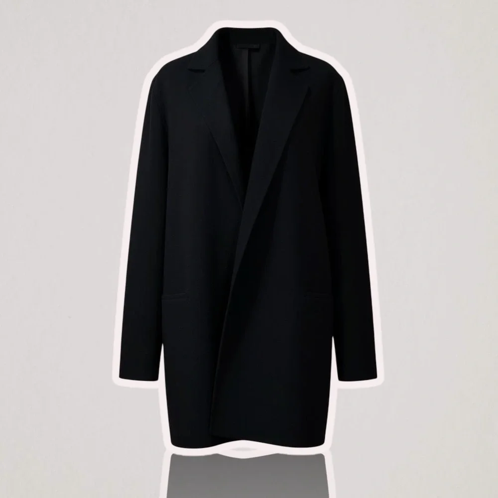 Lafayette 148 New York Black ‘Wynne Nouveau Crepe Blazer’ in Wool Size Large